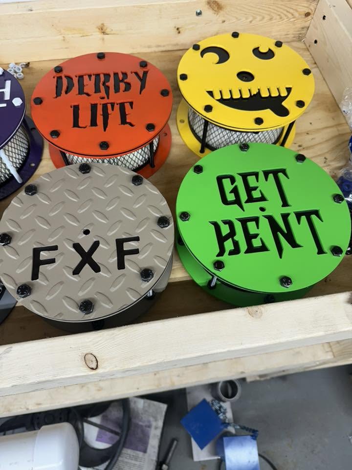 Custom painted air cleaner covers Derby Life, FXF, Get Bent